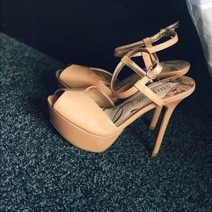 Open toed nude heels